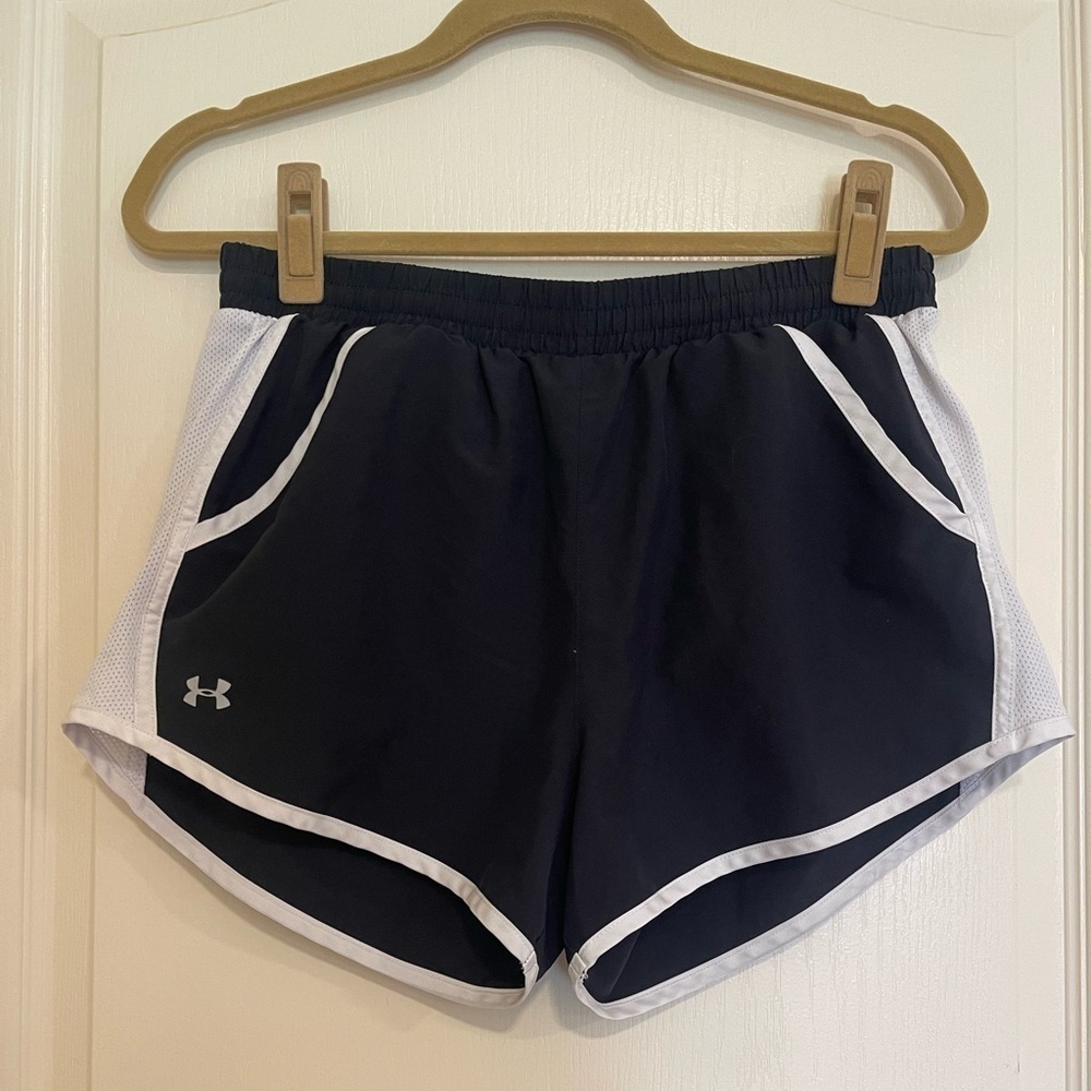 Under Armour black and white running shorts​​​​​​​​​​